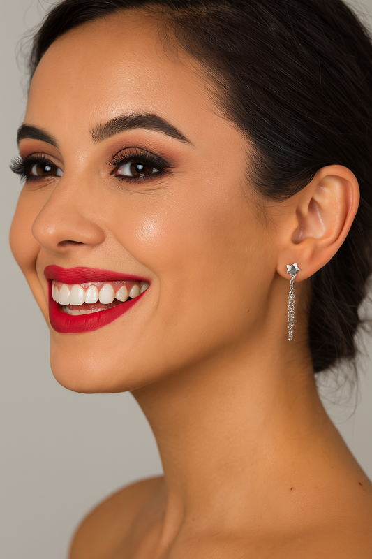 Brinco de aço inox corrente estrela