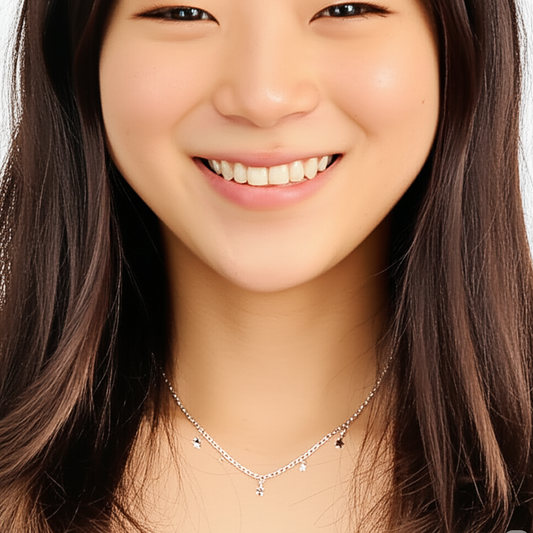 Choker de aço inox, 9 mini estrelinhas 37 cm