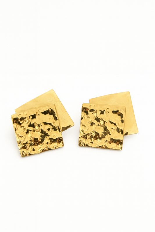 Brinco de aço inox geométrico quadrado com banho dourado