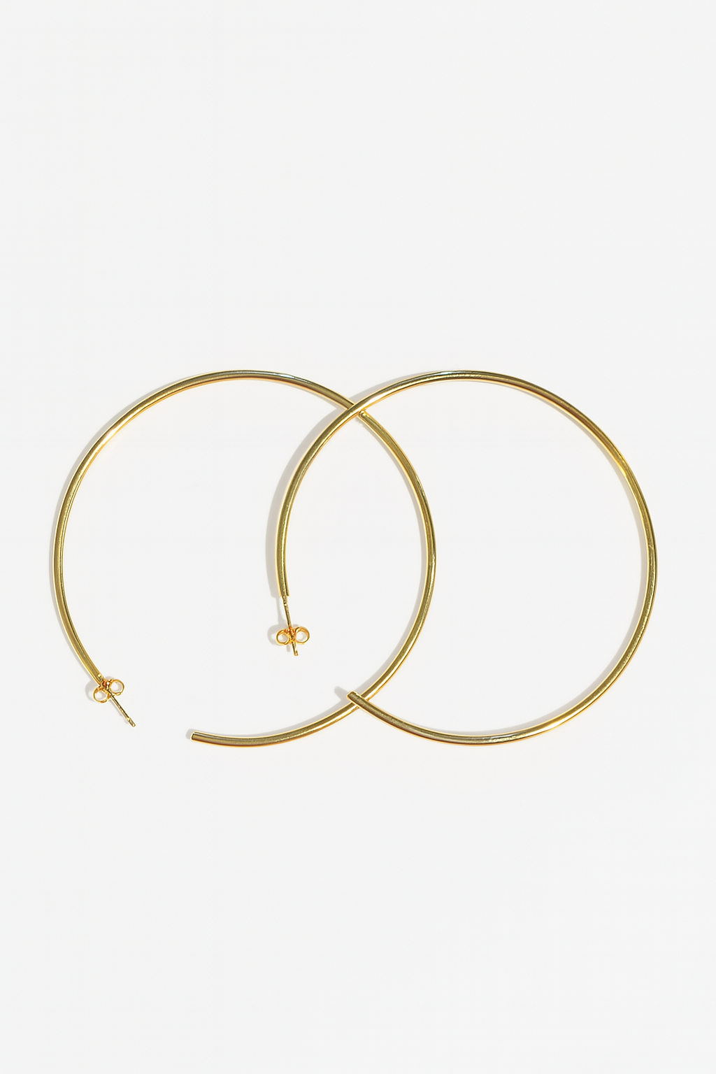 Argola de aço inox, banho dourado, aro redondo fino 7,5 cm