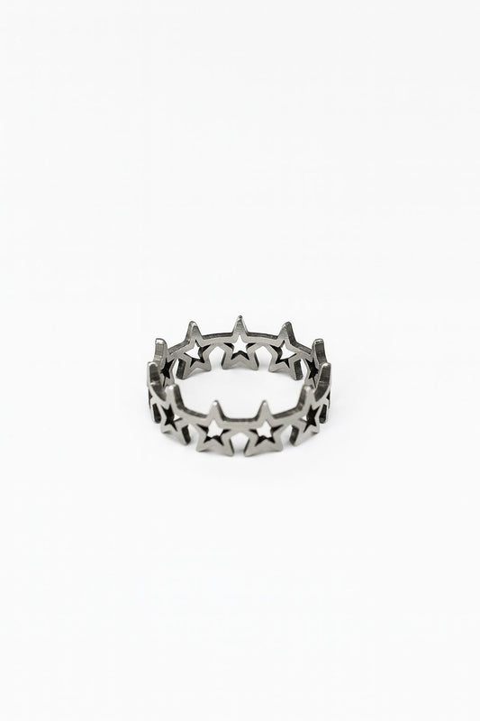 Anel Importado de aço inox, estrelas - hipoalergêncio