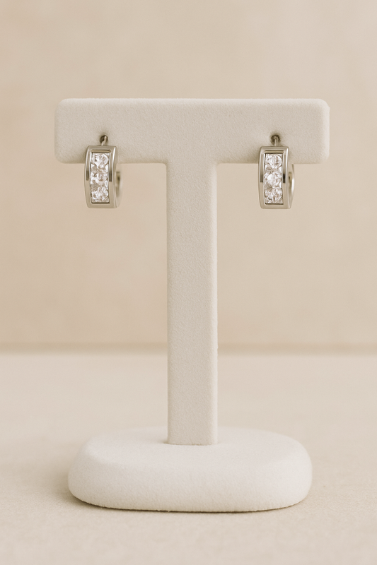 Argola aço inox click com zircônia Hipoalergênico 1,2 cm