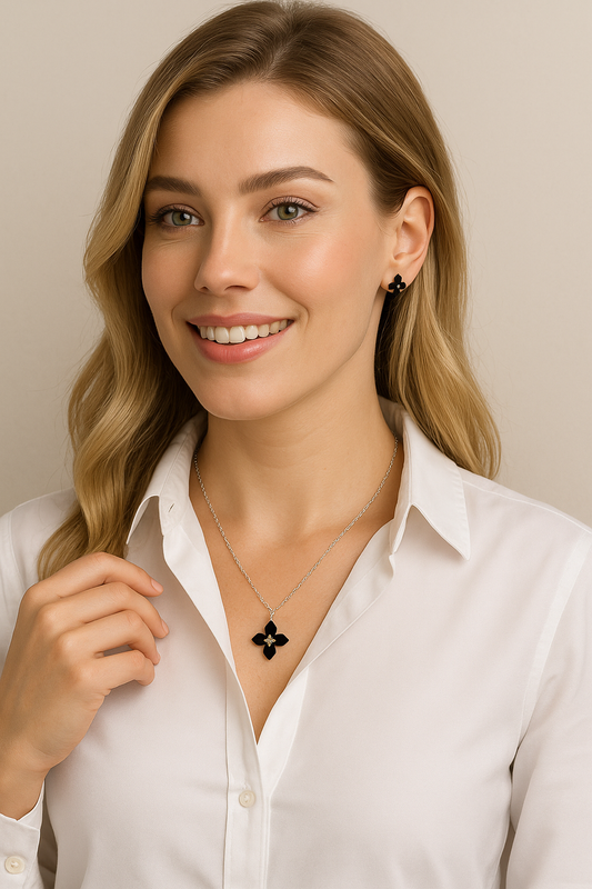 Conjunto de aço inox, 4 pétalas resinadas 50 cm