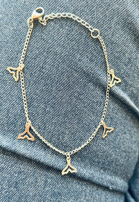 Pulseira de aço inox, cauda de Sereia vazada 21 cm