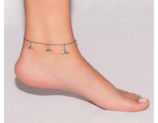 Tornozeleira de aço inox, Rabo de sereia 28 cm