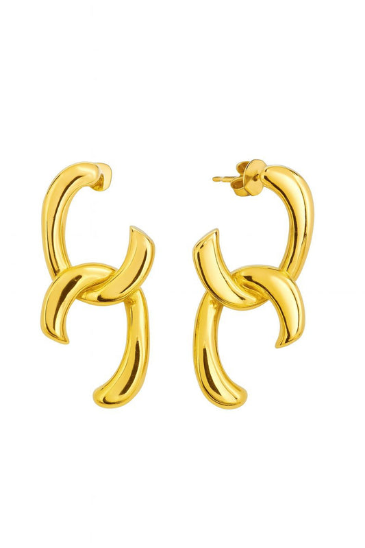 Brinco de aço inox geométrico com banho dourado