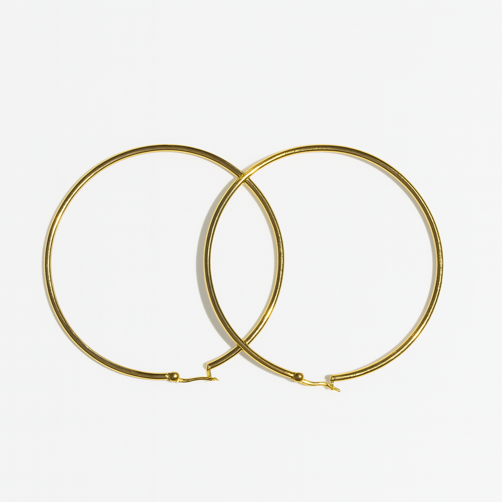 Argola de aço inox, com banho dourado, aro fechado redondo 6 cm