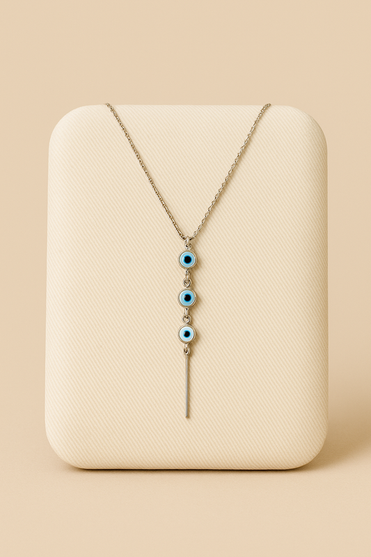 Colar olho grego de aço inox 50 cm