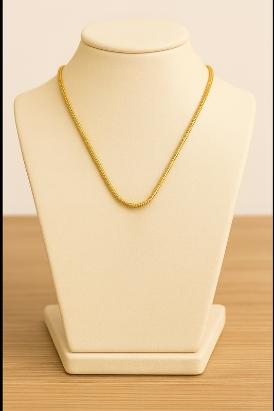 Colar de aço inox rabo de rato com banho dourado