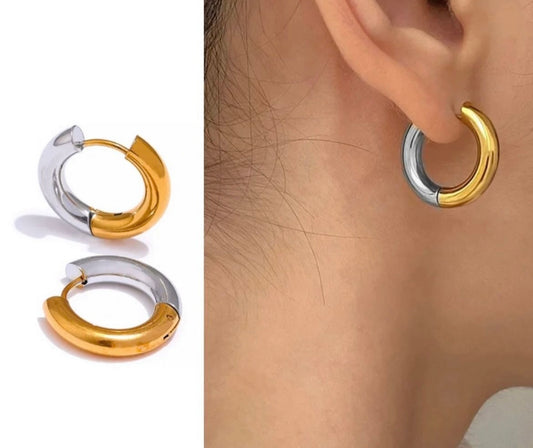 Argola de aço inox prateada e dourada