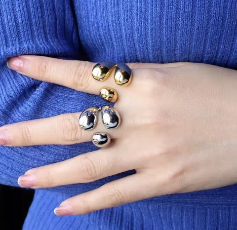 Anel de aço inox goma de garra e geométrico