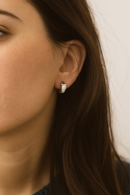 Argola aço inox click com zircônia Hipoalergênico 1,2 cm