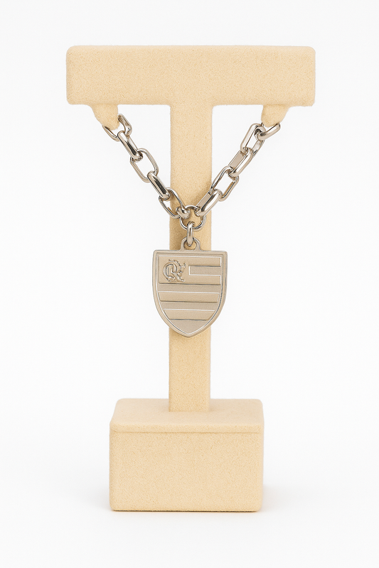 Pulseira aço inox time do Flamengo unissex 23 cm