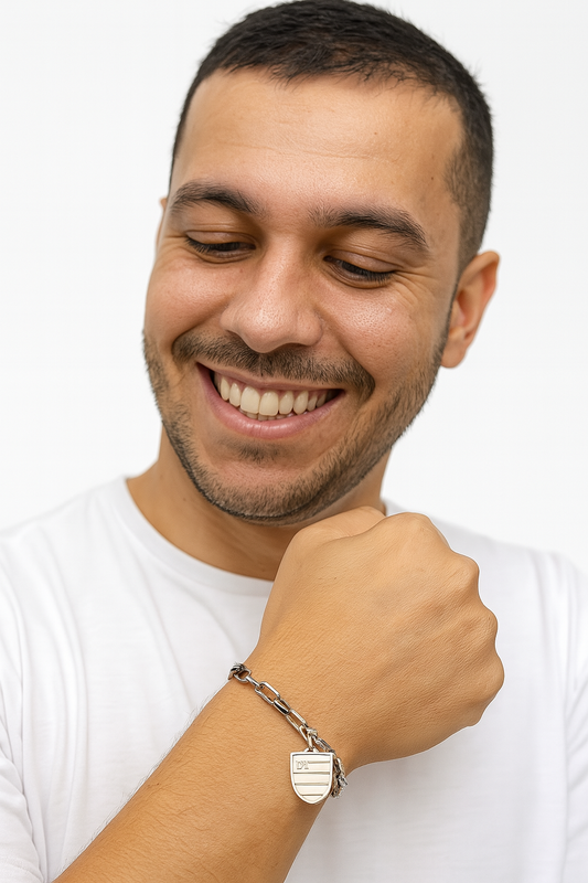 Pulseira aço inox time do Flamengo unissex 23 cm