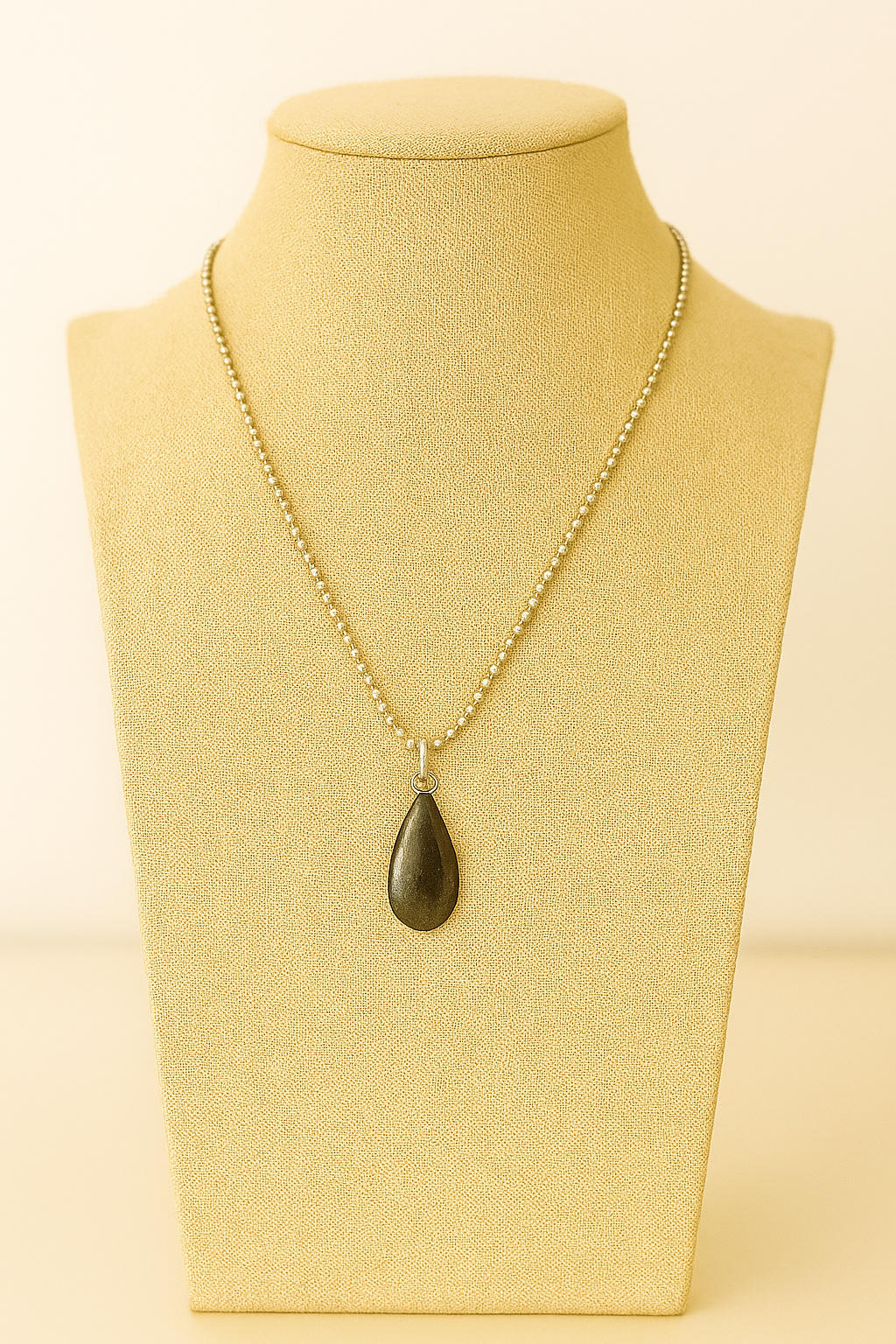 Colar aço inox Mini bolinhas pingente pedra preta