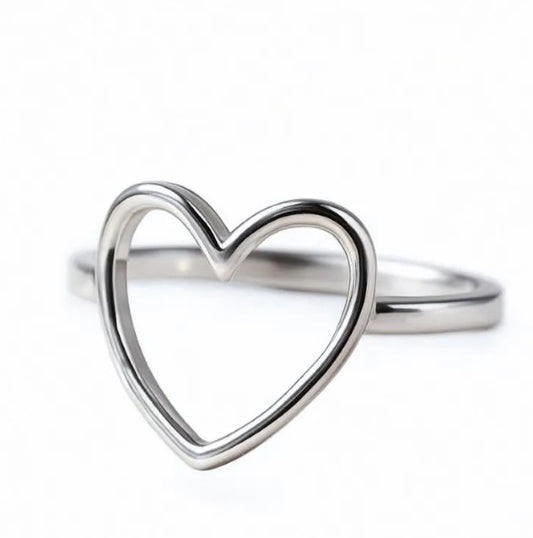 Anel Importado de aço inox, Coração grande vazado