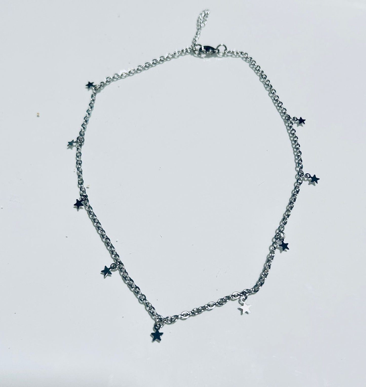 Choker de aço inox, 9 mini estrelinhas 37 cm