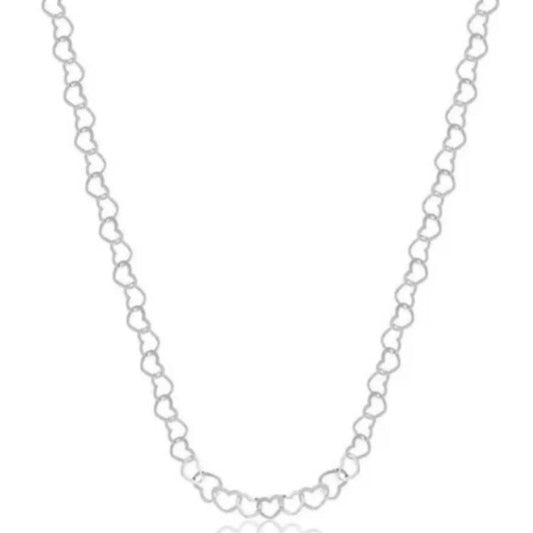 Colar de aço inox com corrente elo coração 50 cm