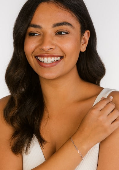 Pulseira de aço inox com corrente elo coração 23 cm