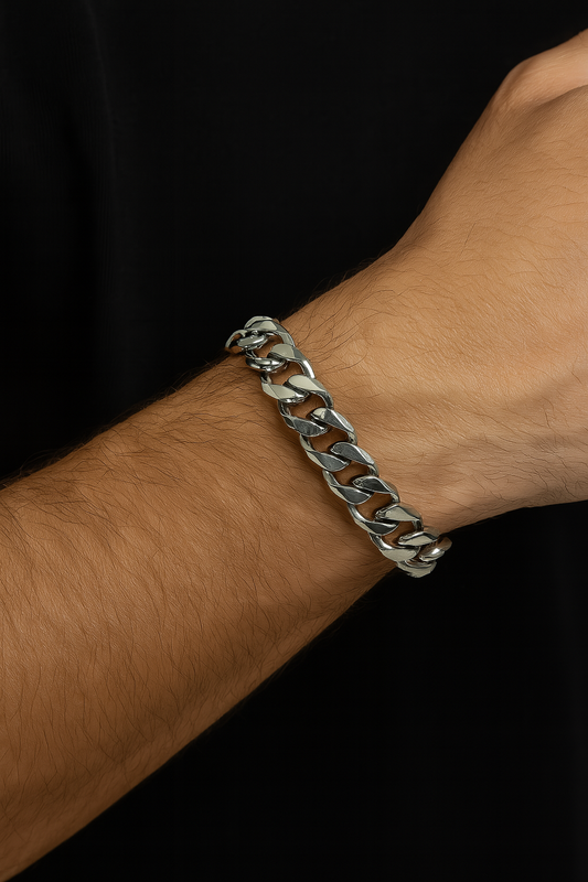 Pulseira de aço inox Elo Groumet grossa 21 cm x 9 mm