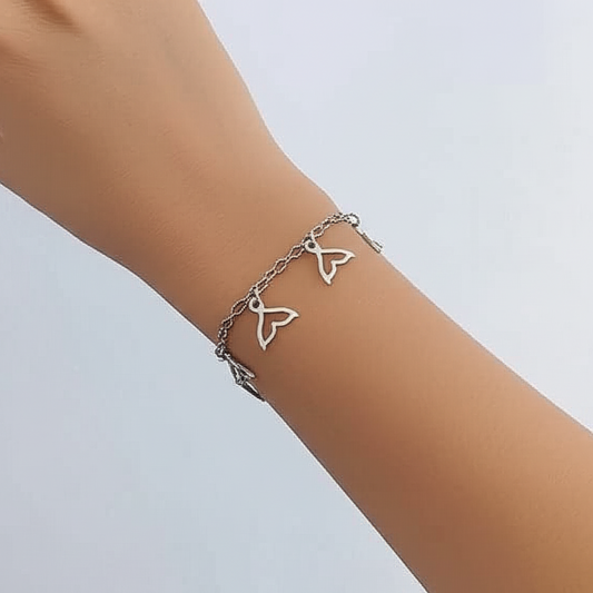 Pulseira de aço inox, cauda de Sereia vazada 21 cm