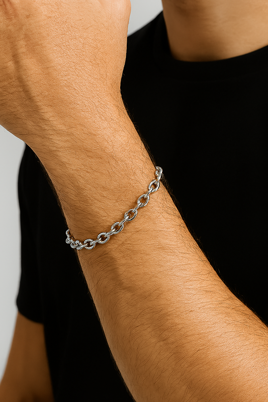 Pulseira Masculina de aço inox, elo português 21 cm